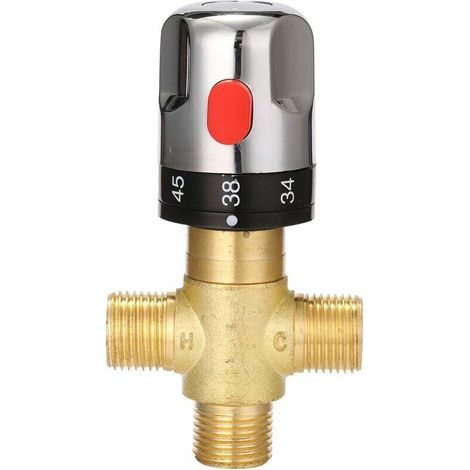 Adjustable thermostatic mixer tap for bathroom, made of brass, with temperature control valve for hot and cold water (1/5)