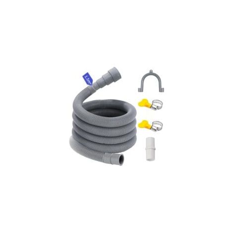 Tuyau de machine à laver, convient à 4 tailles de raccordement, rallonge de tuyau de lave-vaisselle, tuyau de lave-vaisselle pour machines à laver, lave-vaisselle et sèche-linge (1,5 M) (1/5)
