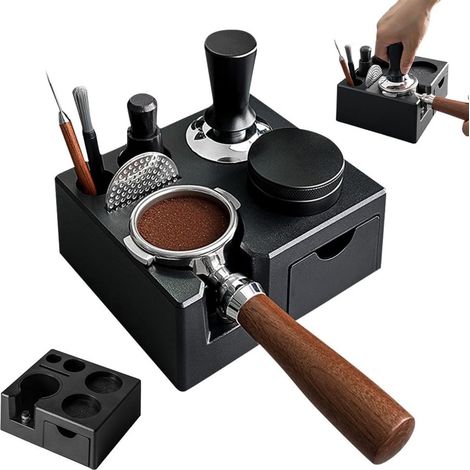 Professionelle Tamperstation für Espresso, verstellbar und langlebig, ideal für Barista-Zubehör und Kaffeeliebhaber. (1/5)