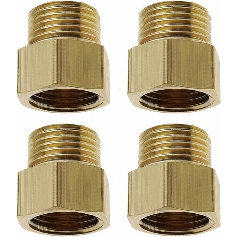 4 Stück Rohrverschraubung 3/8 Zoll weiblich auf 1/4 Zoll männlich Adapter Sechskantdüse BSP-Gewinde Messinganschluss, GU.B/bon (1/4)