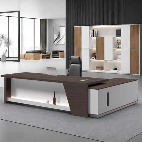 L-förmiger Schreibtisch mit Stauraum, 160x80cm, modern, schwarz-weiß (1/5)