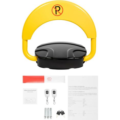 Barrière de parking électrique avec télécommande de 30 m - Rotation à 180 ° - Fonction d'alarme - Étanche - Noir/Jaune (1/5)