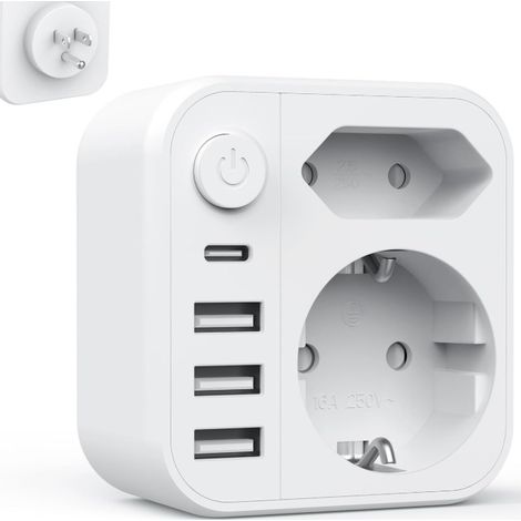 Adaptateur de Voyage Japon France, Prise Universelle avec 4 Ports USB (3 USB-C), Double Sortie, Connecteur Secteur vers Type A, Chargeur de Voyage Compact (1/2)