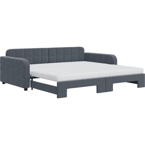 Maison Exclusive - Lit de jour et gigogne et matelas gris foncé 100x200 cm velours