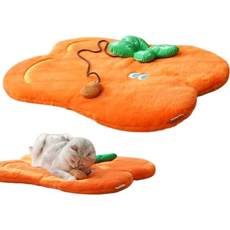Tapis De Lit Pour Chat Couverture de Sol Orange pour Animaux Tapis Lavable (1/5)