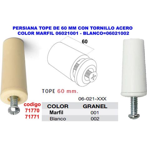 60 mm obere Jalousie mit elfenbeinfarbener Stahlschraube