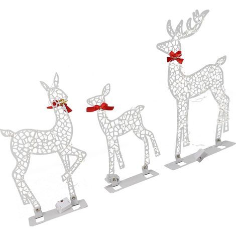 3pcs Décoration de Noël éclairée Maison à la maison chaude blanche Fer Fon LED Famille Famille décor de table pour la table pour intérieure extérieure ‑02