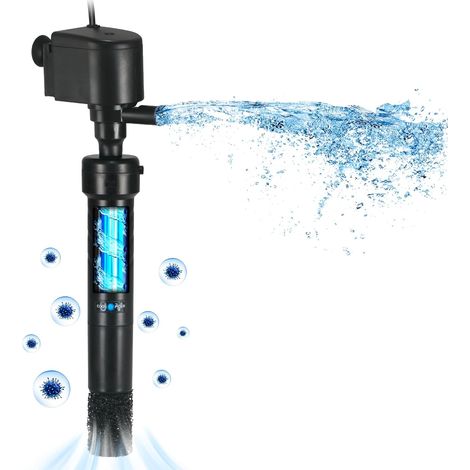 Filtre Interne pour Aquarium avec Lampe UV-C Stérilisateur et Oxygénateur Pompe de Filtration 3 en 1 (1/5)