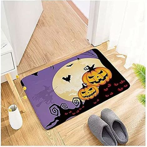 Impression Flanelle, Couverture Bienvenue Home Porte Avant Halloween Décor, Tapis de porte Tapis antidérapant en plein air carpe extérieure, tapis de moquette absorbant de salle de bain, 40 60cm (1/3)
