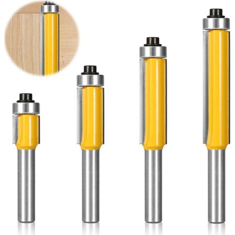 4 Pcs 8mm Tige Fraise a Copier, Fraise Defonceuse avec Roulement Supérieur, Fraisage de Menuiserie, Per Menuiserie Bricolage de Coupe Garniture Affleurante (4) (1/5)