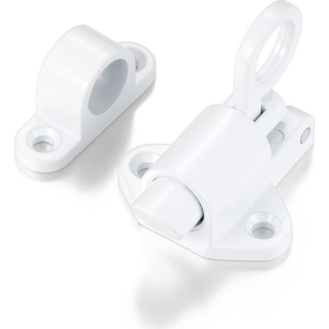 Serratura a molla autochiudente in 2 pezzi con chiavistello elastico, chiusura di sicurezza in lega di alluminio, viti per serratura automatica a molla, colore bianco. (1/5)