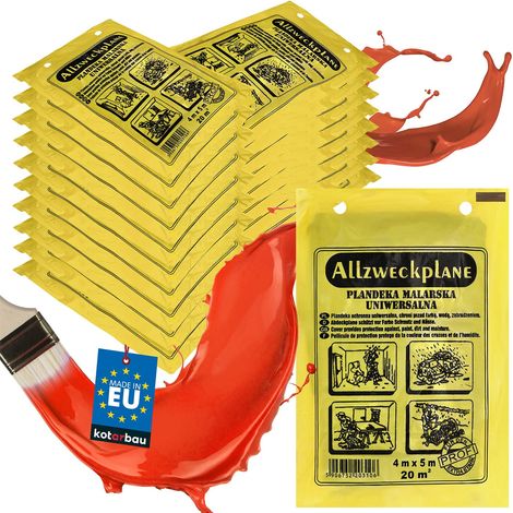 KOTARBAU® Lot De 50 Bâche Protection Peinture - Polyéthylène Recyclé - 4 x 5 m - Gris - Bâche Peinture Sol Robuste - Film De Protection Épais - Bâche Plastique Protection Rénovation (1/5)