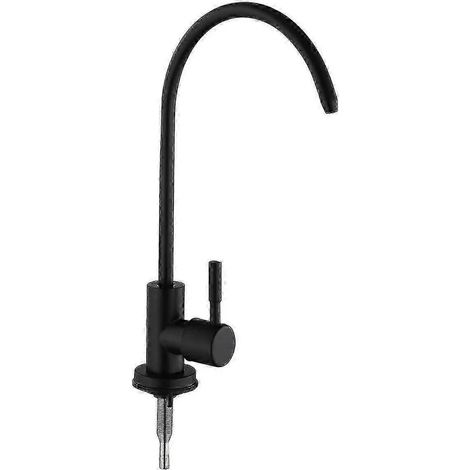Robinet de cuisine à osmose inverse en acier inoxydable 304 avec col de cygne et filtre à noyau céramique pour eau potable - Noir mat (1/5)