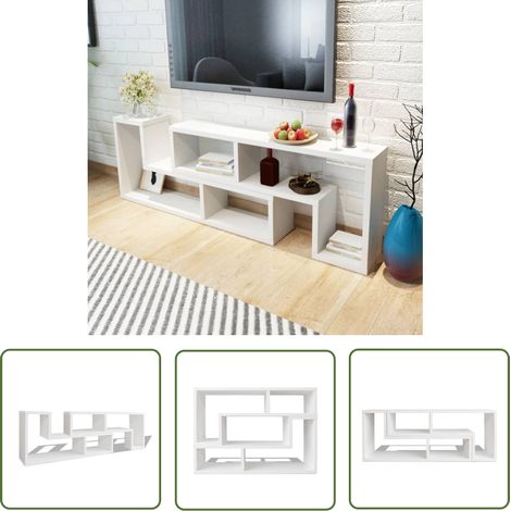 The Living Store Fernsehschrank doppelt L-förmig Weiß - TV-Schrank - Fernsehregal - Weißer TV-Stand - L-förmiger TV-Schrank - Multifunktionales Möbelstück (1/5)