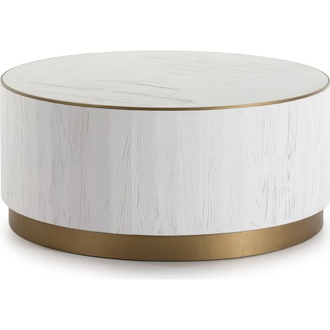 Mesa De Centro 100X100X45 Madera Blanco/Metal Dorado (1/3)
