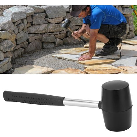 Marteau à manche noir, marteau sculpté en cuir, marteau à grosse tête, marteau en caoutchouc, marteau à main, marteau à grosse tête, gros marteau en fer, outil de frappe (1/5)
