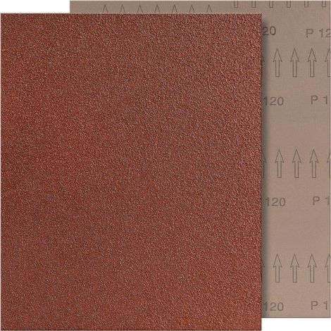Fortis – Papier abrasif marron 280x230mm – Grain 120 – Toile émeri flexible pour bois et métal – Résine Bound – Étanchéité dispersée