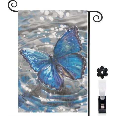 Drapeau de jardin Bienvenue en tissu résistant 30 x 45 cm résistant aux intempéries décoration intérieure (1/5)