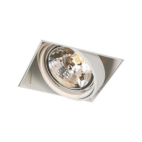 QAZQA + Moderno Foco empotrado blanco AR111 inclinable y giratorio sin marco - Oneon Acero Cuadrada Adecuado para LED Max. 1 x 50 Watt