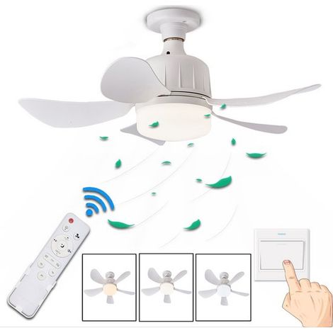 Ventilateur de plafond - Blanc - Éclairage 23 W inclus - Interrupteur indépendant - Télécommande - Intensité lumineuse réglable - Veilleuse - Minuterie (1/5)