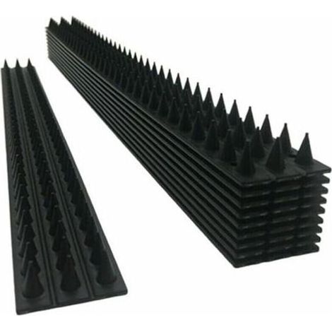 10 pics répulsifs anti-oiseaux, pour clôture et mur, en plastique noir, fixation facile sur surfaces planes ou arrondies (1/4)