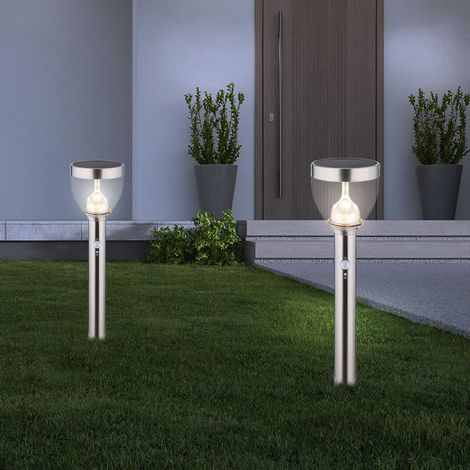 Solar Gartenleuchte Bewegungsmelder Wegleuchte Außen Solar Gartenlampen mit Bewegungsmelder, 2 Stufen Erdspieß, 20x LED 0,2 Watt, DxH 15 x 55 cm, 2er Set