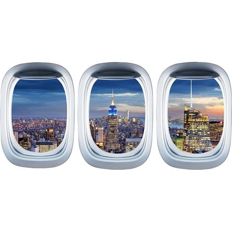 Autocollants Muraux 3d Pour Fenêtre Paysage Bâtiment Repère Décoration Pour Bureau Ew037 (1/5)