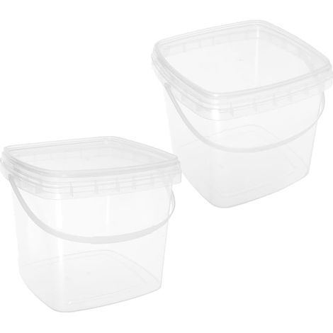 Seaux Carrés Capacité 5l Lot de 2 en Plastique Pp Réutilisables avec Couvercle et Poignée Stockage et L'emballage des Liquides (1/5)