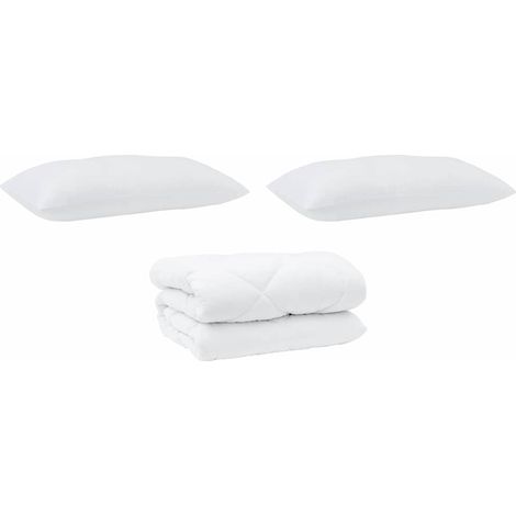 Couette avec Oreillers 3 pcs,Duvet Blanc Microfibre et Plumes D'oie CFW18583 (1/5)