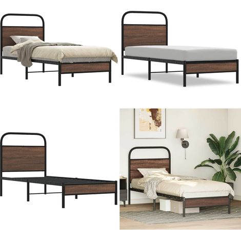vidaXL Cadre de lit sans matelas 75x190cm chêne marron bois ingénierie (1/5)