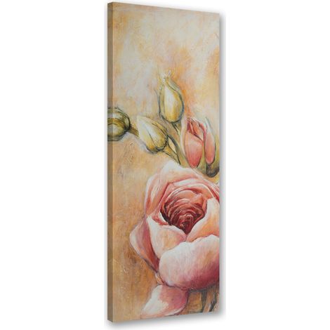 Tableau sur toile Roses roses peintes 30x90 (1/5)