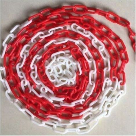 Chaîne de signalisation en plastique rouge et blanc 10m – Haute visibilité – Résistante aux intempéries – Pour chantiers et événements (1/4)