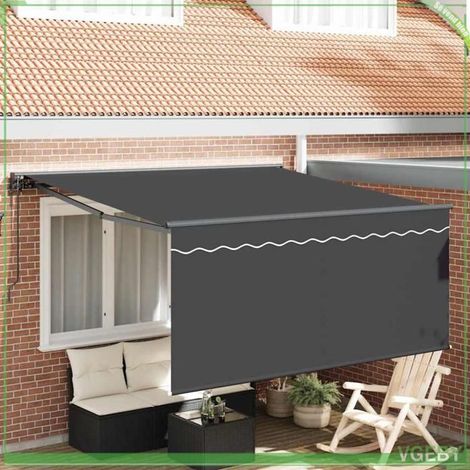 Store rétractable extérieur - FAF7291712448027 - Gris et anthracite - 350 x 250 cm - Tissu/Aluminium résistant UV (1/4)