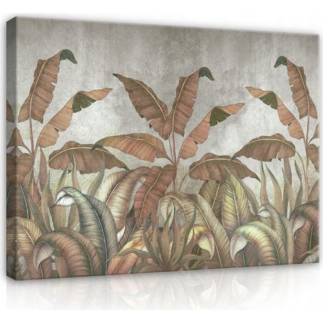 Peinture sur toile feuilles de bananier grand 60x40 (1/3)