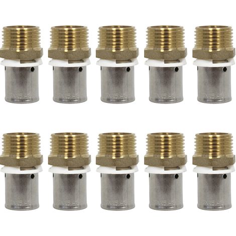 Ibp Bänninger – Lot de 10 raccords PER à sertir Ø16x1,5 – Mâle 1/2" (15/21) – Raccordement avec pince à sertir – Qualité pro avec avis CSTB (1/6)