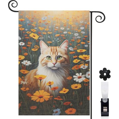 Drapeau de jardin Joyeuses saisons en lin lavable 45 x 30 cm vertical terrasse et balcon (1/5)