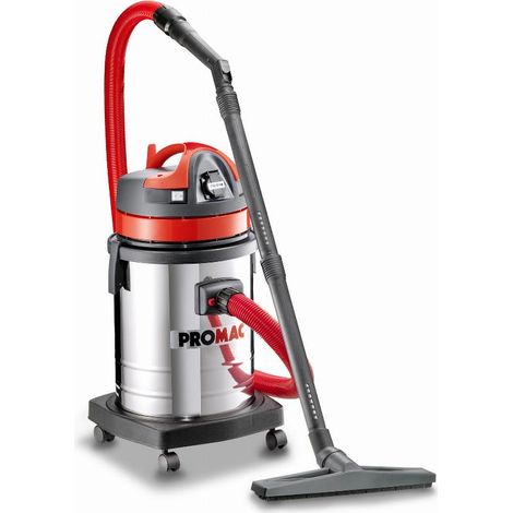 Aspirateur eau et poussières Promac VAC-33TB-R 1,5kW cuve inox 32l avec prise de démarrage automatique pour outillage (1/2)