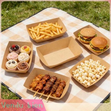Plateaux Alimentaires en Papier Kraft Robustes et Réutilisables, 450 G, pour Pique-niques, Restaurants et Aliments pour animaux. (1/4)