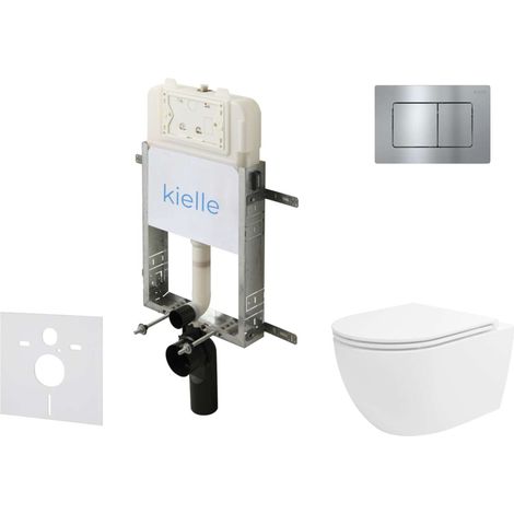 kielle Genesis New - Set Vorwandinstallation, WC Oudee, Vortex Rimless+, Softclose-Sitz und Betätigungsplatte Gemini New III, Hochglanzchrom 30528SZ35 (1/5)