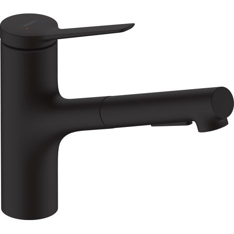 Hansgrohe Zesis M33 Miscelatore da cucina 150 con doccia estraibile a 2 getti, nero opaco (74800670)