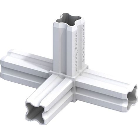 Connecteur de jonction 90° à 4 embouts – Blanc pour tubes en PVC et aluminium – Dimensions 23,5 mm – Assemblage pour structures modulables – Alfer (1/2)