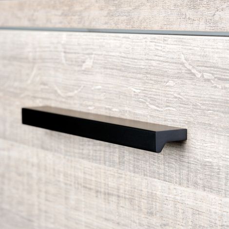 Emuca Lote de 5 tiradores para mueble Xirivella, L160mm, intereje 128mm, Aluminio, Anodizado negro - (1/5)