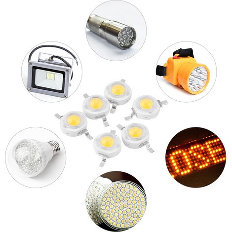 LED haute puissance 1 W, diodes électroluminescentes SMD, blanc chaud, pour luminaires DIY (1/5)