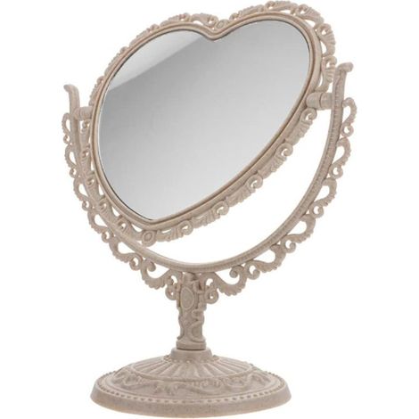 Miroir Cosmétique Double Face Forme Cœur Rotatif - 360° Réglable - Pour Salle De Bain Chambre - 1 Pièce (1/5)