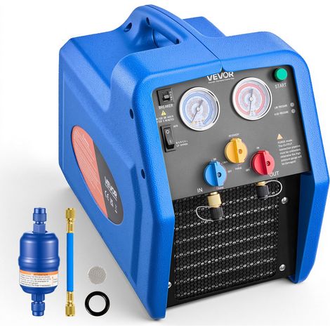 Station de Récupération Fluides Frigorigènes Portable 3/4 HP, Récupérateur de Réfrigérant Monocylindre, pour CVC Résidentiel Climatisation Auto, Unité de Récupération pour Frigoriste 1450 tr/min (1/5)