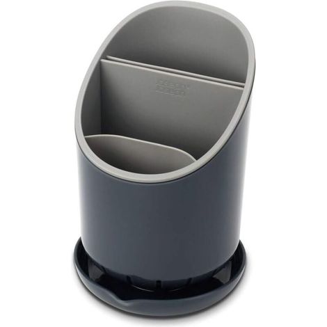 Égouttoir à vaisselle, étagère de rangement pour évier, porte-couverts et couteaux avec fonction d'égouttage - gris (1/4)