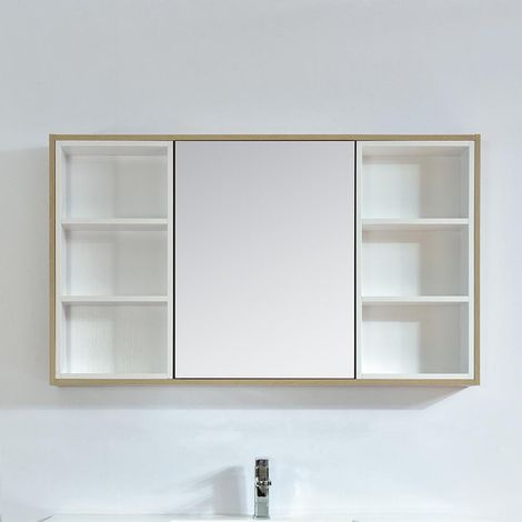 Designer Spiegelschrank mit Melamin Eiche Finish FRAME 120 cm