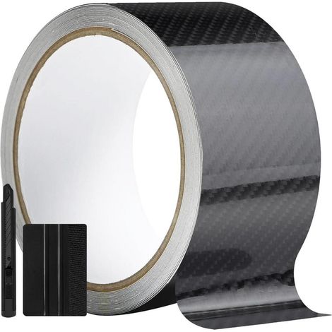 6D Carbon Fiber Autofolie 5cm x 900cm Schwarz mit Installationskit (1/5)