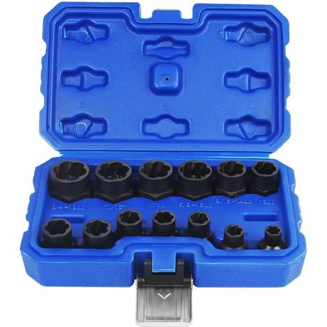 Green Mobility-13 pièces Impact endommagé boulon écrou extracteur douille ensemble d'outils boulon écrou vis enlèvement clé à douille (1/5)