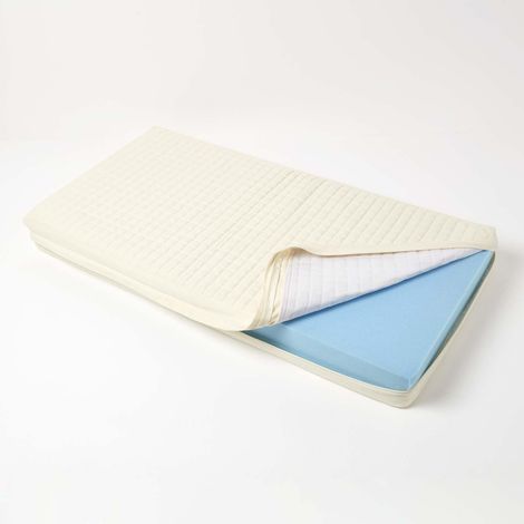 HOMESCAPES Baumwoll-Sitzkissenbezug creme für 2-Sitzer-Sofa-Auflagen, 100 x 50 x 10 cm